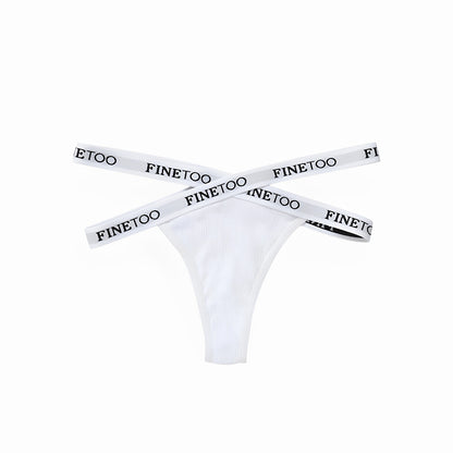 Women's Cotton Thong Panty – Low Waist Sexy Ribbed G-String Underwear with Cotton Crotch