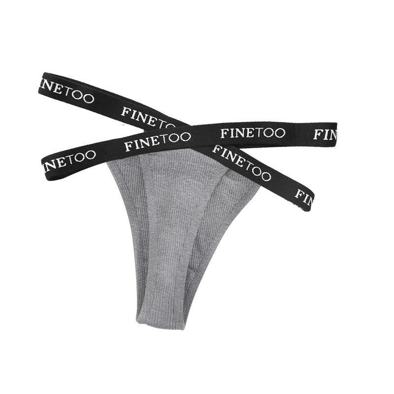 Women's Cotton Thong Panty – Low Waist Sexy Ribbed G-String Underwear with Cotton Crotch