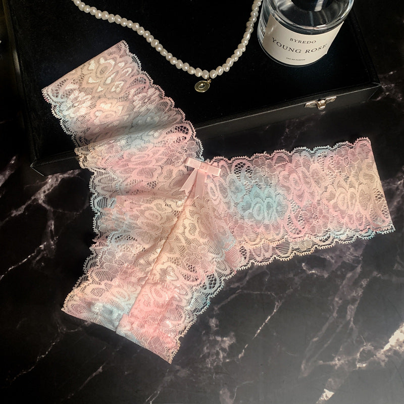 Women's Lace Thong Panty – Floral See-Through Low Waist Breathable Lace Underwear
