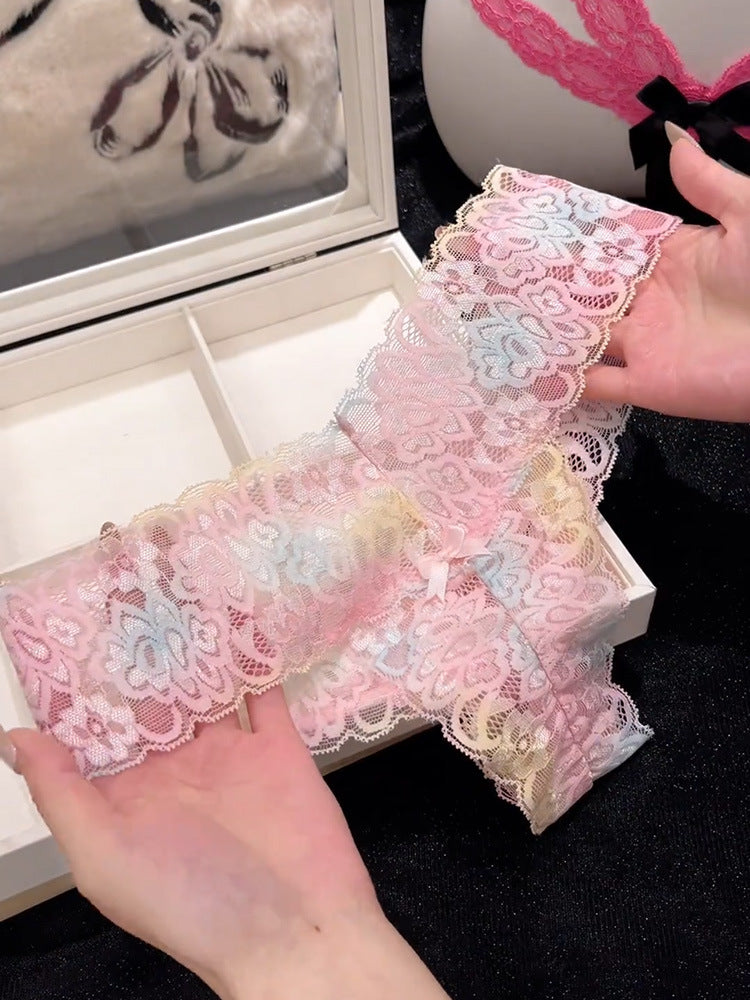 Women's Lace Thong Panty – Floral See-Through Low Waist Breathable Lace Underwear