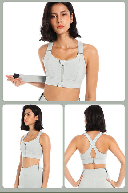 Front Zipper Sports Bra for Women – High Impact Shockproof Wireless Fitness Bra