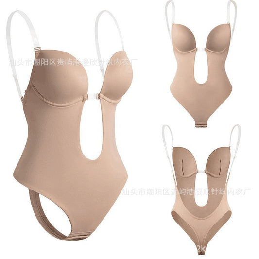 Women's Backless Shapewear Bodysuit with Invisible Straps – Tummy Control & Body Shaping Corset