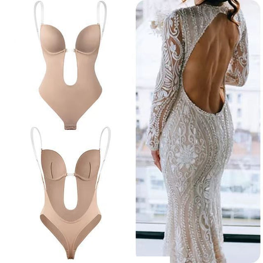 Women's Backless Shapewear Bodysuit with Invisible Straps – Tummy Control & Body Shaping Corset