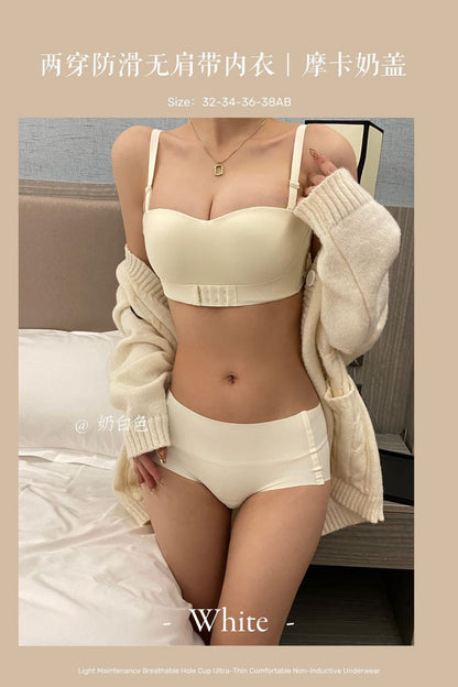 Strapless Push-Up Bra for Women – Front Closure Seamless Backless Invisible Wireless Bra