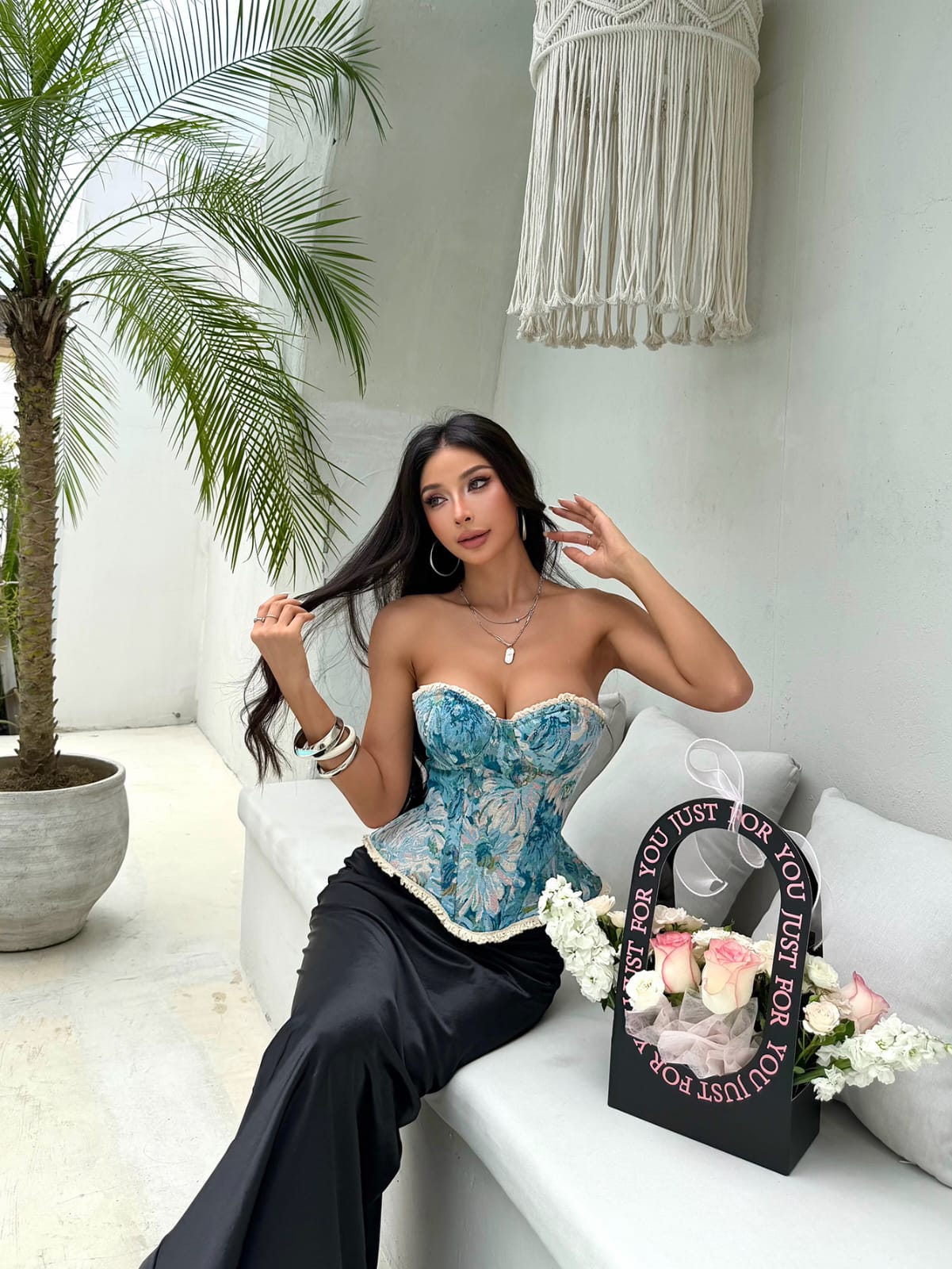 Summer Jacquard Bra Top for Women – Strapless Floral Underwire Crop Top, Beach Vacation Style