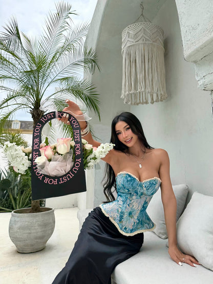 Summer Jacquard Bra Top for Women – Strapless Floral Underwire Crop Top, Beach Vacation Style
