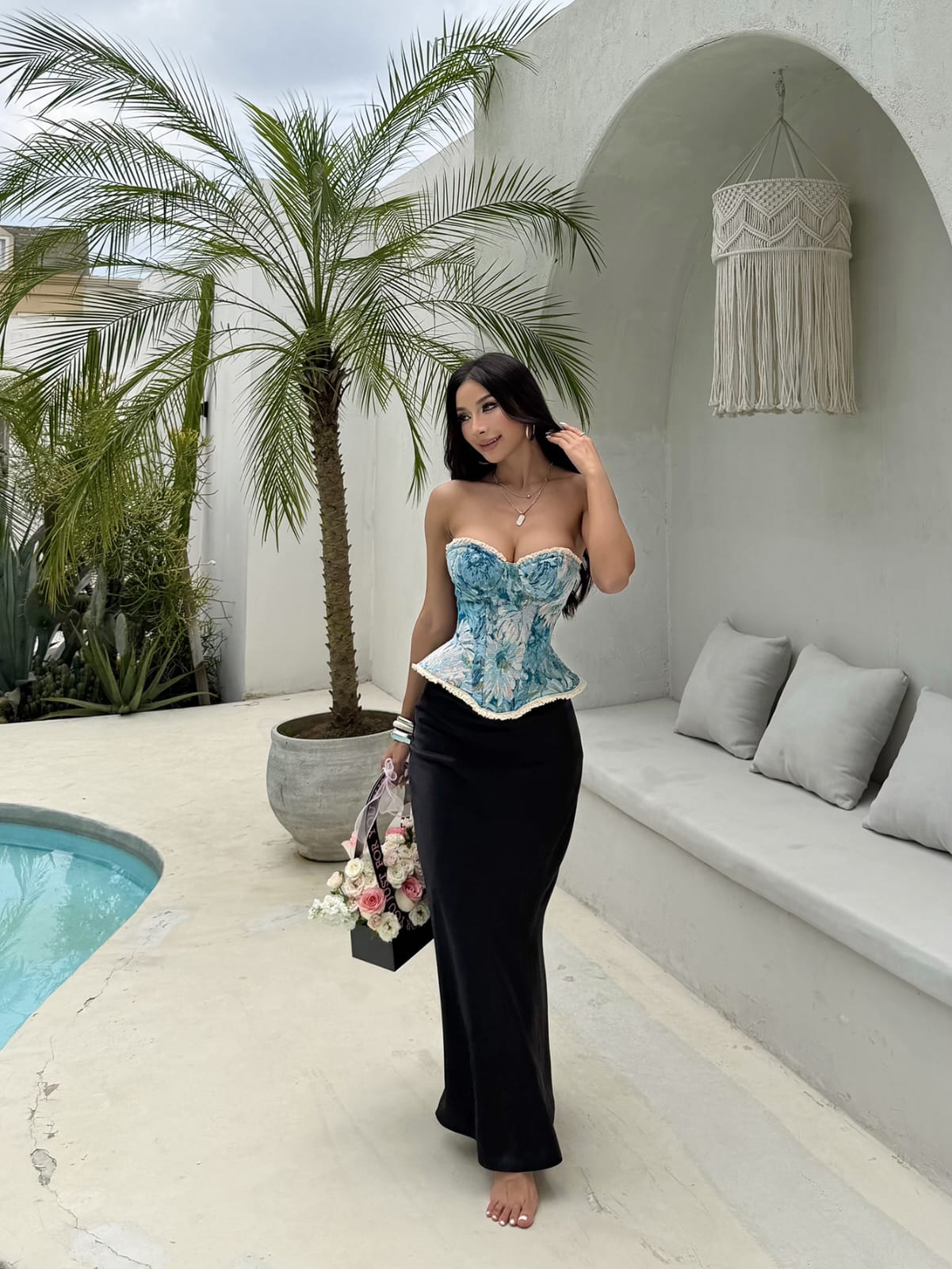 Summer Jacquard Bra Top for Women – Strapless Floral Underwire Crop Top, Beach Vacation Style
