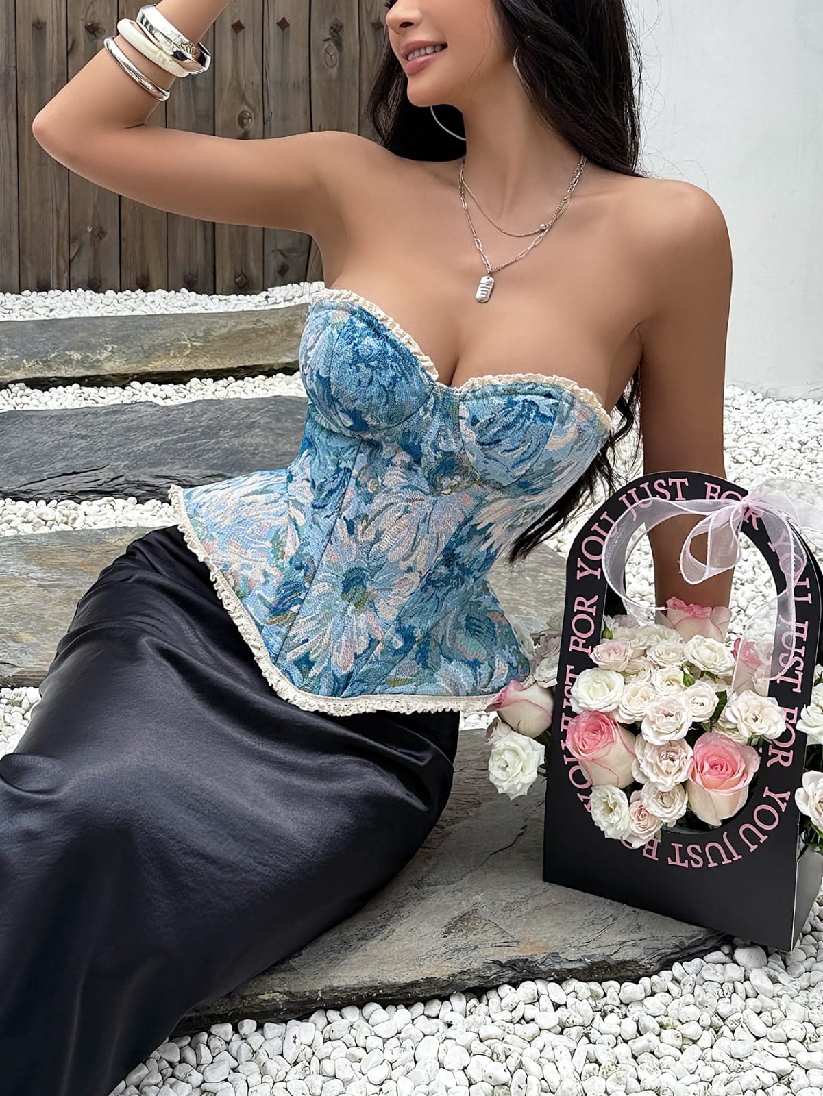 Summer Jacquard Bra Top for Women – Strapless Floral Underwire Crop Top, Beach Vacation Style