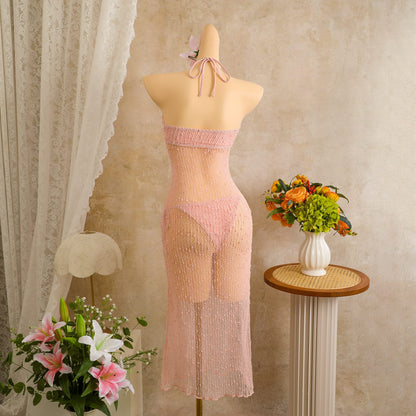 Women’s Sexy 2-Piece Swimsuit Set, European & American Beach Vacation Long Dress Bikini, Sequin Cover-Up Swimwear