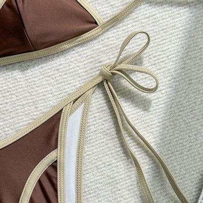 Women’s 3-Piece Swimsuit Set – Solid Color Bikini with Long Skirt, Beach Vacation Swimwear