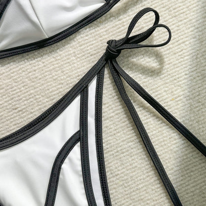 Women’s 3-Piece Swimsuit Set – Solid Color Bikini with Long Skirt, Beach Vacation Swimwear