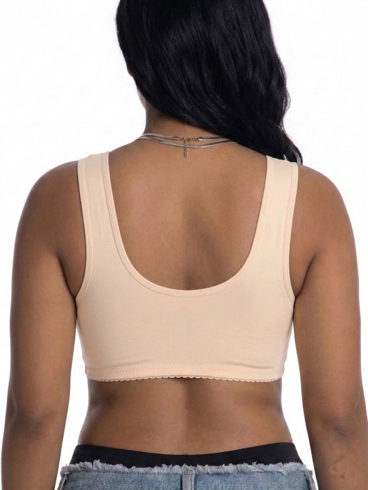 Plus Size 3/4 Cup Lace Front-Clasp Bra for Women – Wire-Free Seamless Push-Up Vest Bra
