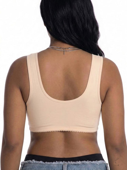 Plus Size 3/4 Cup Lace Front-Clasp Bra for Women – Wire-Free Seamless Push-Up Vest Bra