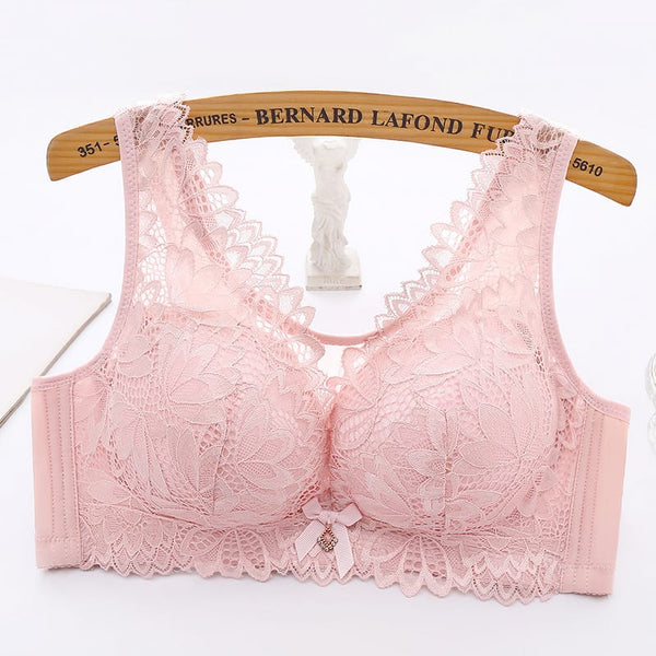 Plus Size Thin Lace Bra for Women in Bangladesh – Wire-Free Push-Up Bra with Side Support & Back Hook Closure