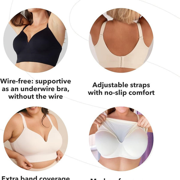 Seamless Supportive Bra for Women Without Wire – Comfortable Push-Up Side Support Shaping Bra (Plus Size Available)