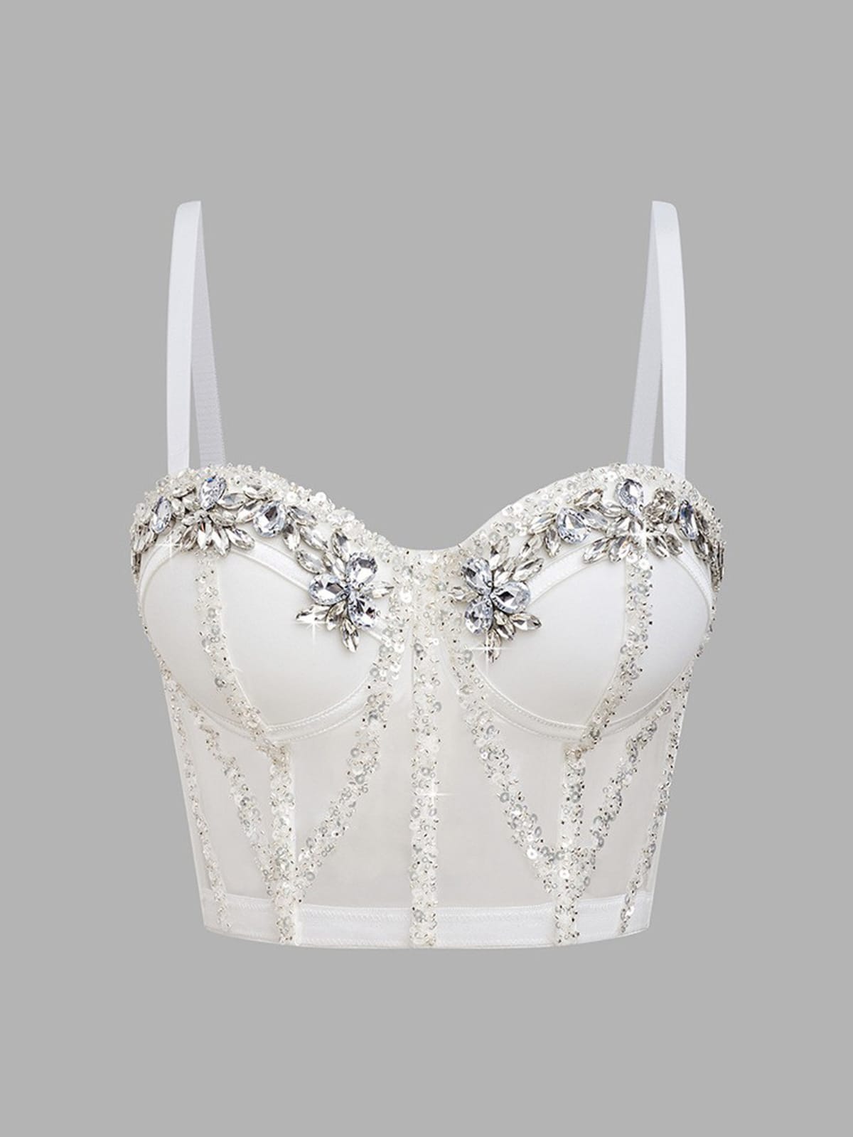 Rhinestone Sequined Camisole Top for Women – Sparkly Slim Fit Crop Bra Style Party Wear