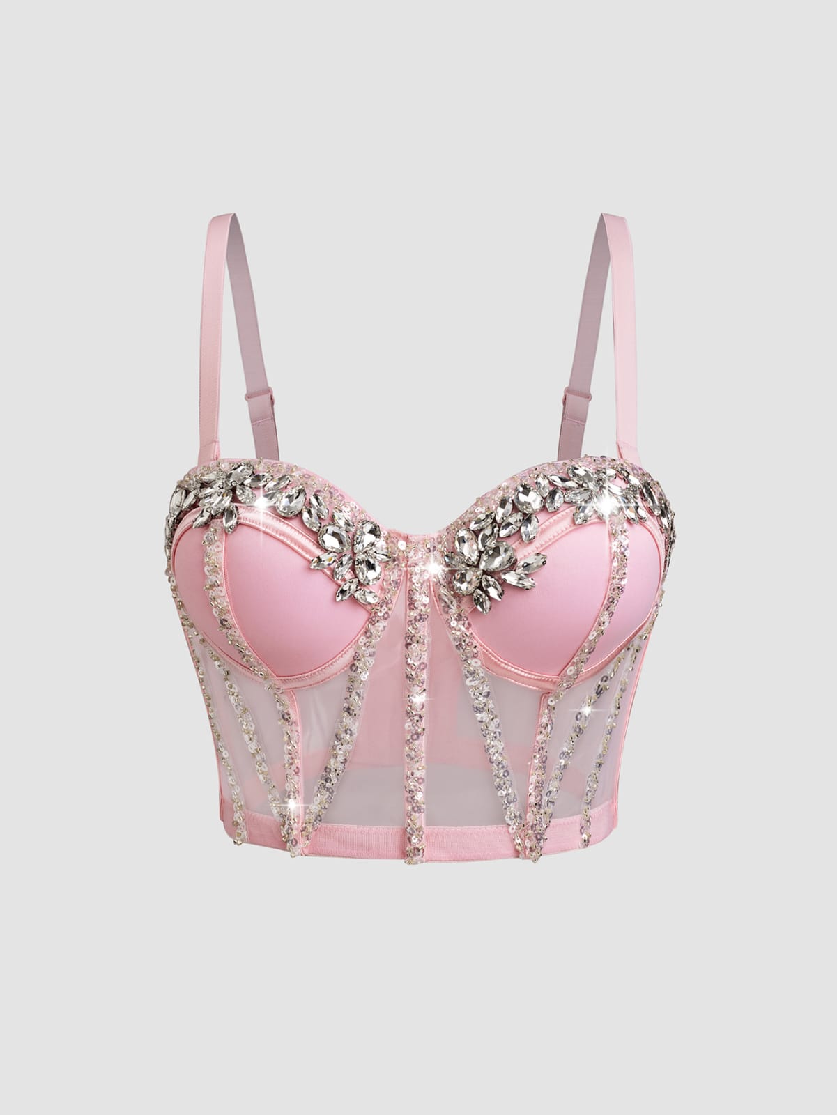 Rhinestone Sequined Camisole Top for Women – Sparkly Slim Fit Crop Bra Style Party Wear