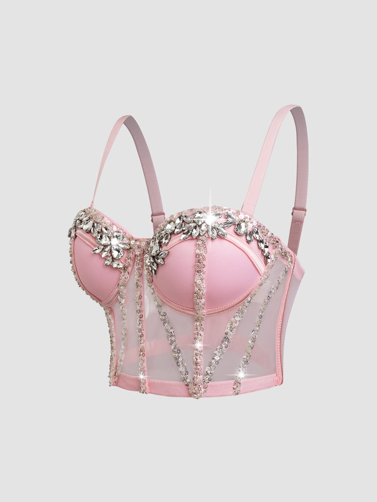 Rhinestone Sequined Camisole Top for Women – Sparkly Slim Fit Crop Bra Style Party Wear