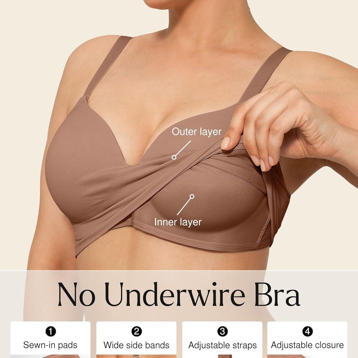 Seamless Supportive Bra for Women Without Wire – Comfortable Push-Up Side Support Shaping Bra (Plus Size Available)