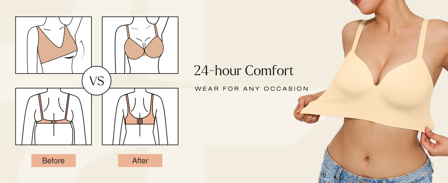 Seamless Supportive Bra for Women Without Wire – Comfortable Push-Up Side Support Shaping Bra (Plus Size Available)