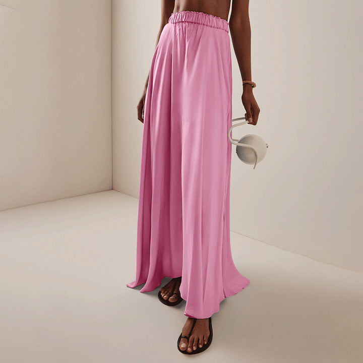 Women's One-Shoulder Ruffle Swimsuit Set with Long Skirt – Elegant Beach Vacation Swimwear
