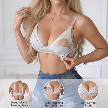 Front-Opening Nursing Bra for Women – Wire-Free Cotton Maternity & Breastfeeding Bra