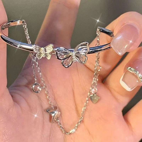 Two-Tone Butterfly Bracelet For Girl : Chain & Bangle Design | Clasyy