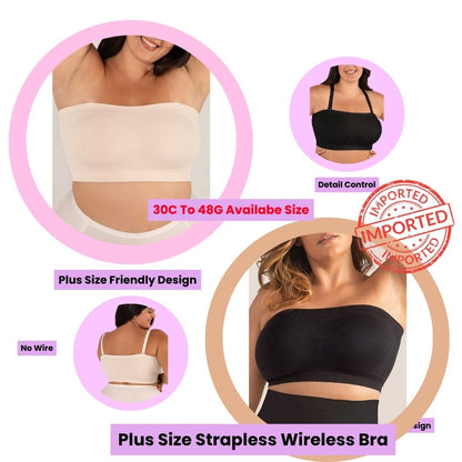 Plus Size Strapless Wireless Bra for Women – Seamless Shaping Bra with Silicone Anti-Slip Support