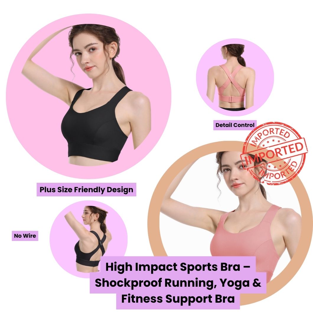 Women's High Impact Sports Bra – Shockproof Running, Yoga & Fitness Support Bra