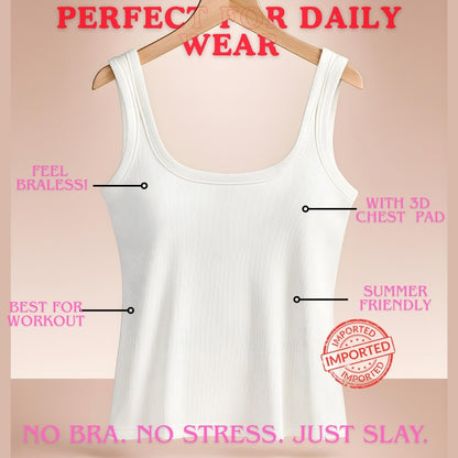 Girls Crop Tank Top with Chest Pad | Best For Summer and Gym