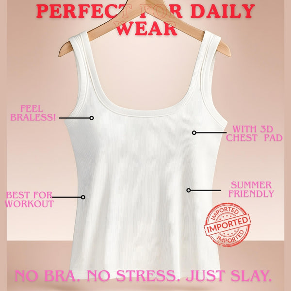 Girls Crop Tank Top with Chest Pad | Best For Summer and Gym