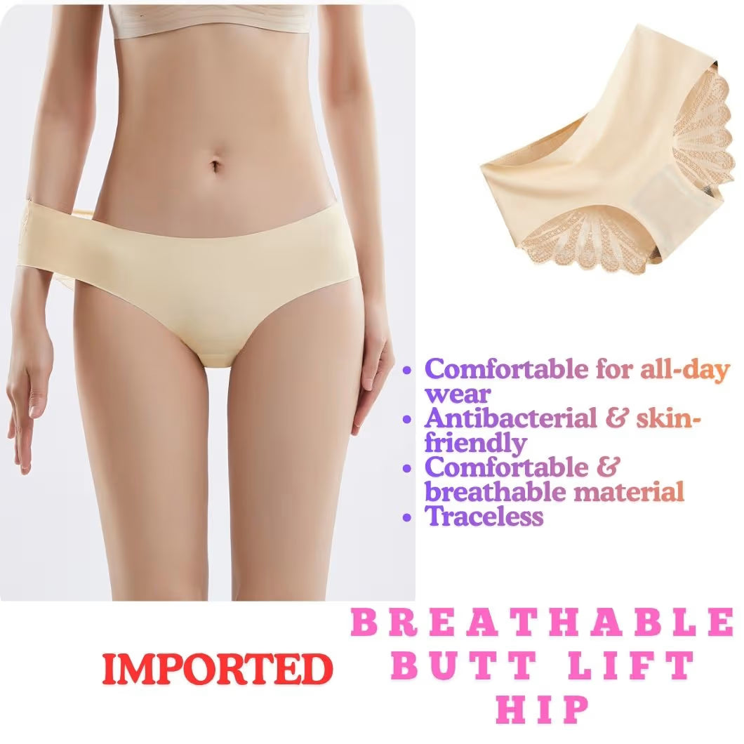 Traceless Low Waist Panty for Women – Breathable Butt Lift Hip Briefs with Cotton Crotch