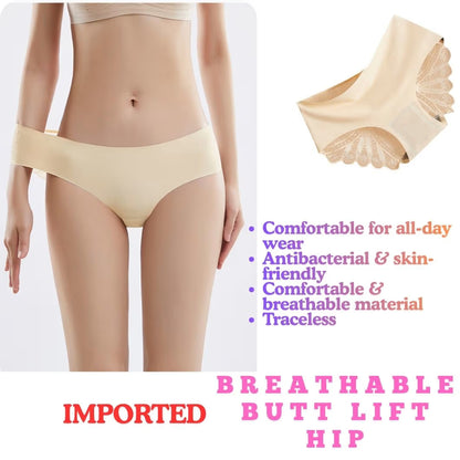Traceless Low Waist Panty for Women – Breathable Butt Lift Hip Briefs with Cotton Crotch