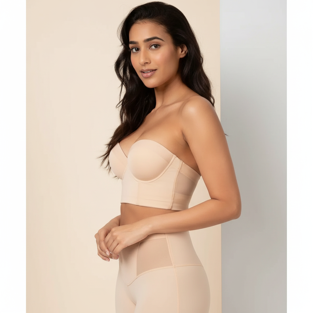 Plus Size Strapless Backless Bra for Women – Seamless Low Back Convertible Bra with Detachable Straps