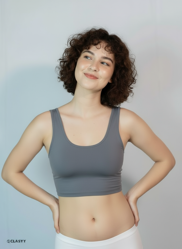 Girls Crop Tank Top Without Chest Pad