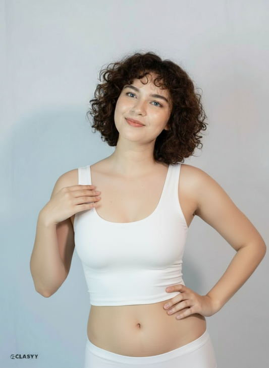 Girls Crop Tank Top With Chest Pad