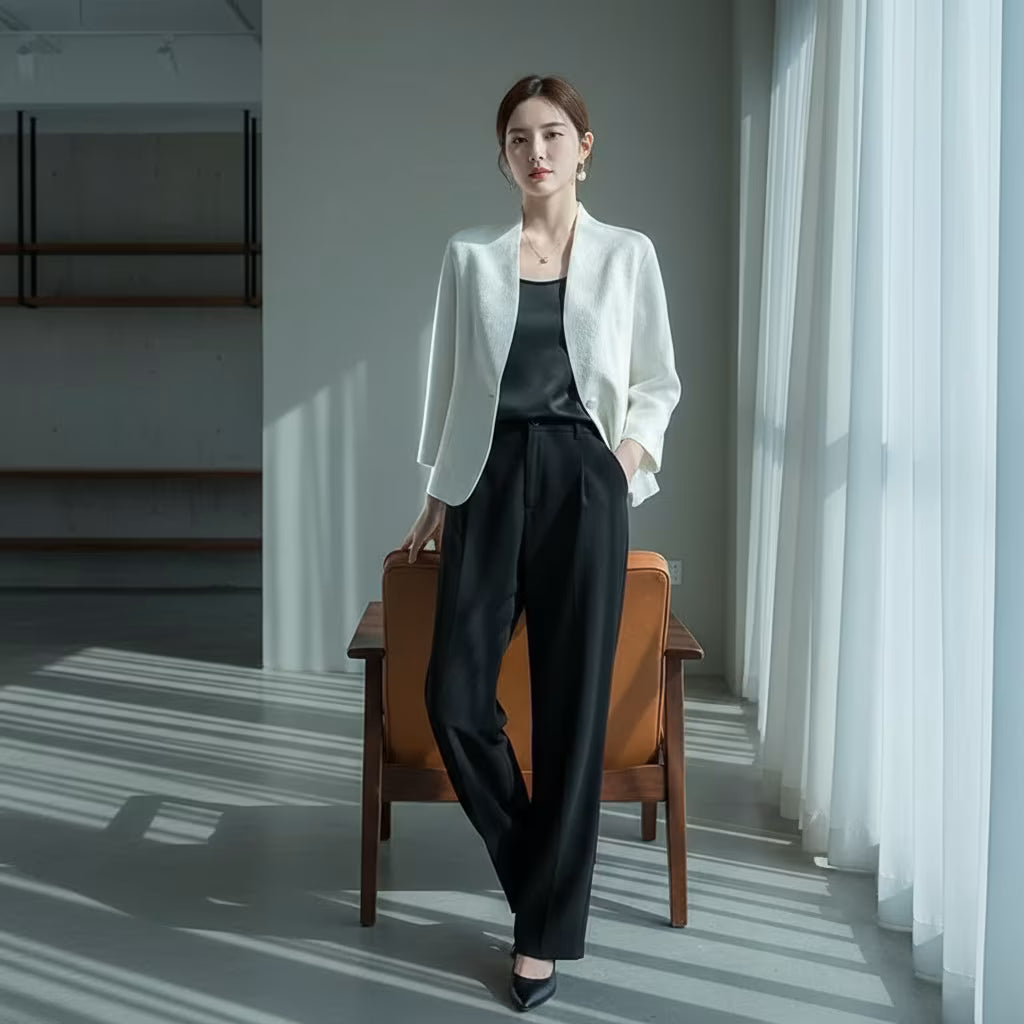 Winter Jacket for Girls – Elegant Jacquard Nine-Quarter Sleeve Coat | Clasyy