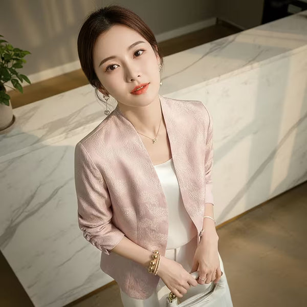 Winter Jacket for Girls – Elegant Jacquard Nine-Quarter Sleeve Coat | Clasyy