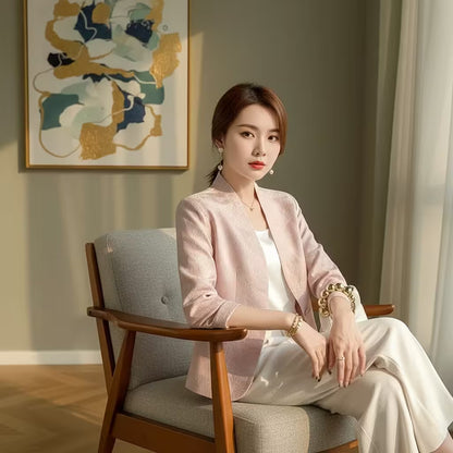 Winter Jacket for Girls – Elegant Jacquard Nine-Quarter Sleeve Coat | Clasyy