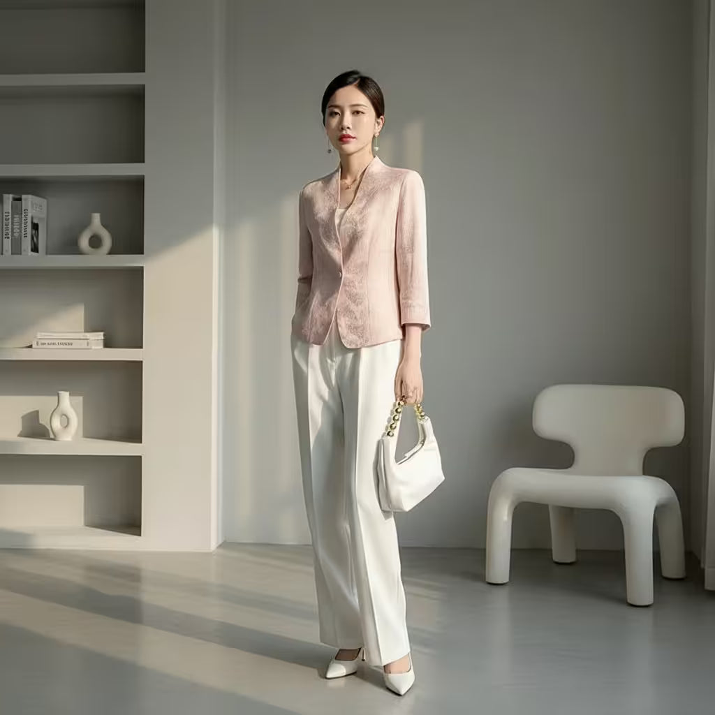 Winter Jacket for Girls – Elegant Jacquard Nine-Quarter Sleeve Coat | Clasyy