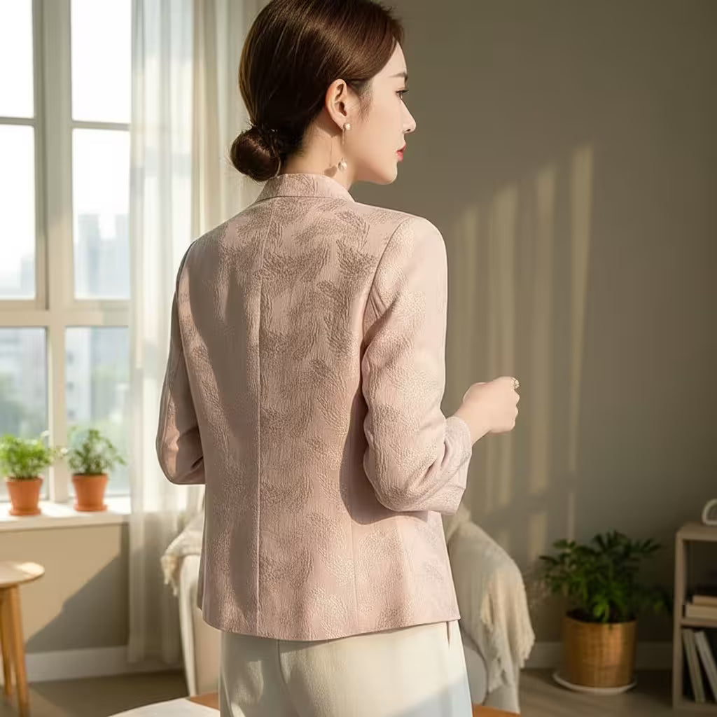 Winter Jacket for Girls – Elegant Jacquard Nine-Quarter Sleeve Coat | Clasyy