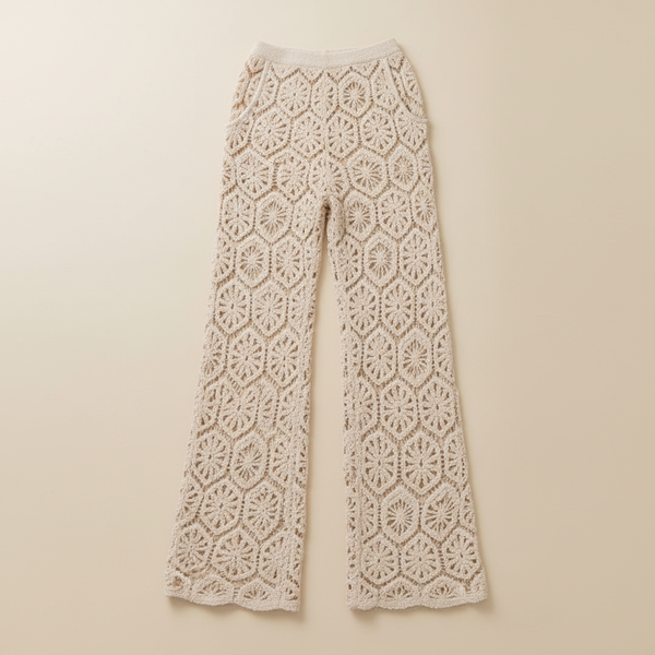 Crochet Wide Leg Pants for Women – Hollow Knit High Waist Lace Pants