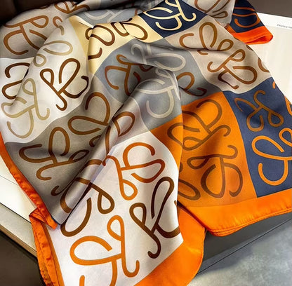 New Long Silk Scarf for Women – Floral Square
