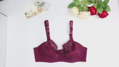 Plus Size Lace Full-Cup Bra for Women with wire– Ultra-Thin Breathable Everyday Lingerie