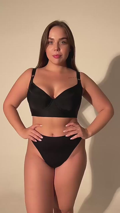 Women's Plus Size 3/4 Cup Deep V Push-Up Underwire Bra for Women | Seamless Gathered Lift Sports Back Support Bra | Anti-Sagging Large Size Bra