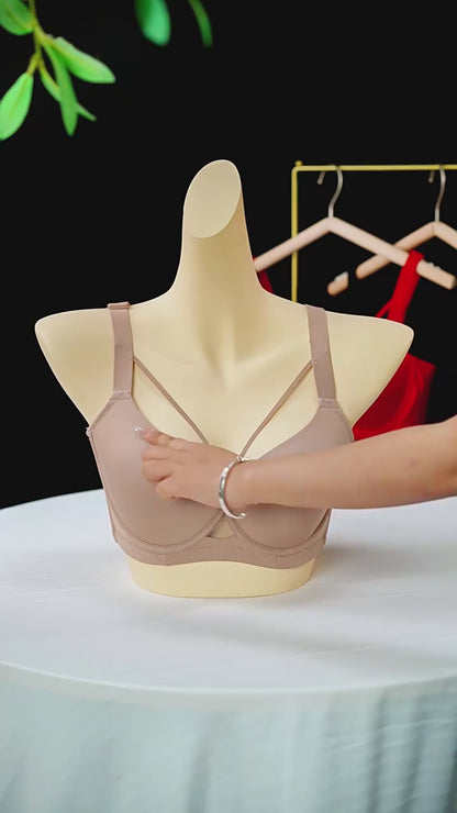 Plus Size Women's Seamless Sexy Bra – Adjustable Straps, Breathable & Side-Gather Enhancing