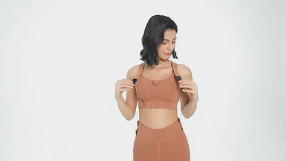 Front Zipper Sports Bra for Women – High Impact Shockproof Wireless Fitness Bra