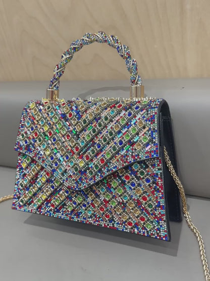 Elegant Wedding & Party Handbag - Women’s Candy Pattern PU Rhinestone Clutch