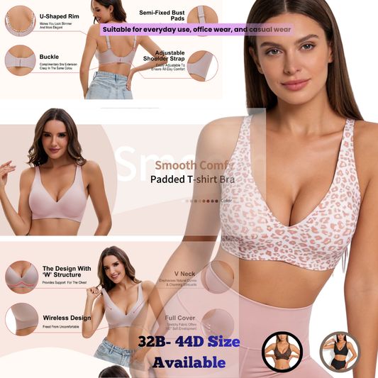 Seamless Push-Up Bra for Women – Soft Comfortable Everyday Support Bra (Plus Size Available)