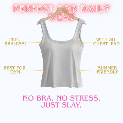 Girls Crop Tank Top with Chest Pad | Best For Summer and Gym